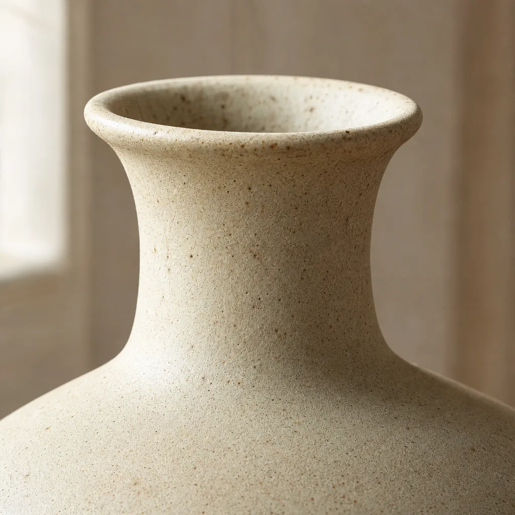 Handgemaakte keramieken kom met onregelmatige rand in gebroken wit, wabi-sabi detail